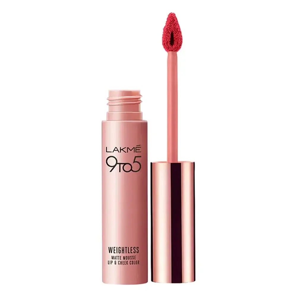 Lakme 9 To 5 Weightless Matte Mousse Lip And Check Color Pink Plush 9G
