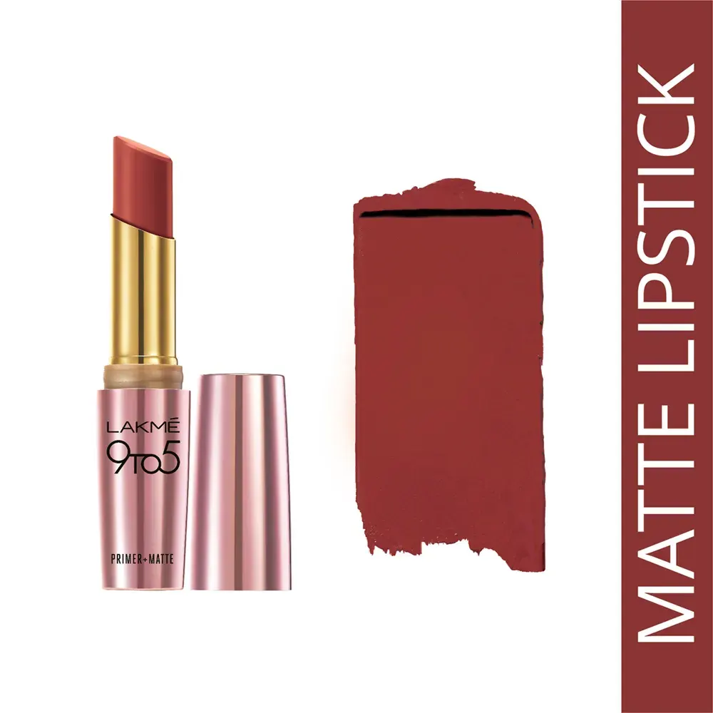 Lakme 9 To 5 Primer + Matte Lipstick Mr4 Cherry Chic 3.6G