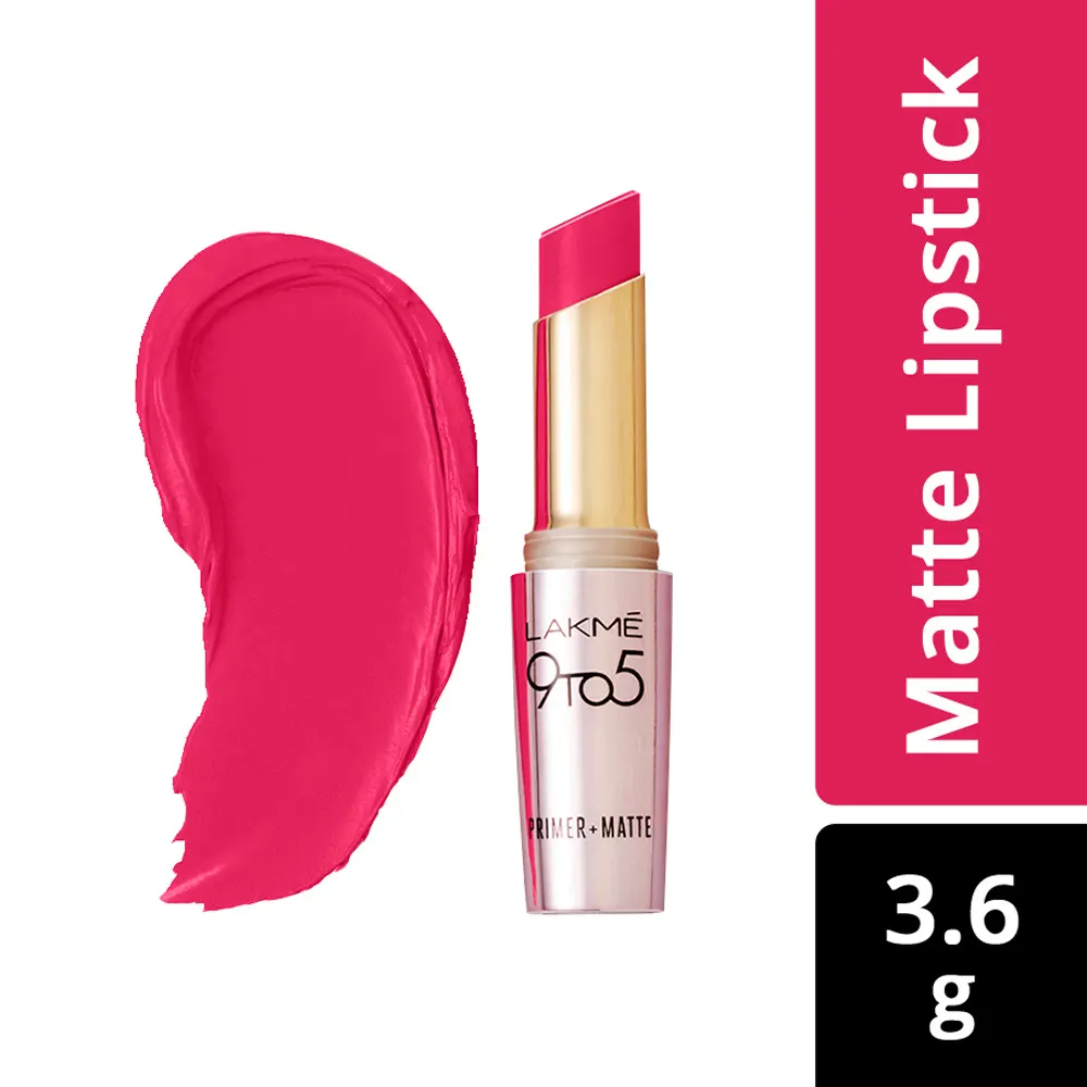 Lakme 9 To 5 Primer + Matte Lipstick Mr20 Ruby Rush 3.6G