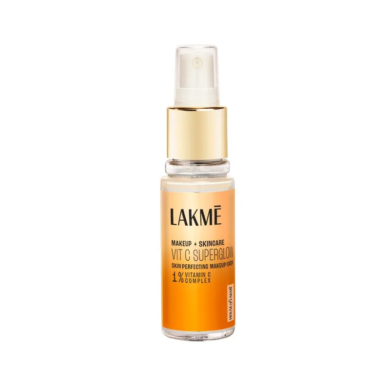 Lakme Makeup + Skincare Vit C Super Glow Skin Perfecting Makeup Fixer Spray 1% Vitamin C Complex 60Ml