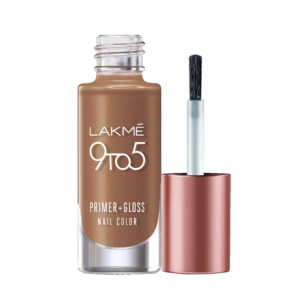 Lakme 9 To 5 Primer + Gloss Nail Color Caramel Case 6Ml