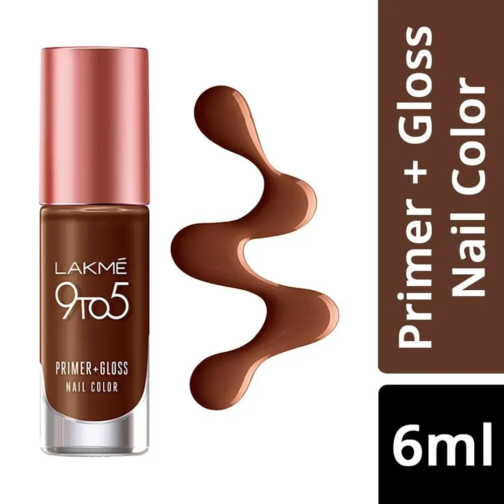 Lakme 9 To 5 Primer + Gloss Nail Color Woody Desk 6Ml