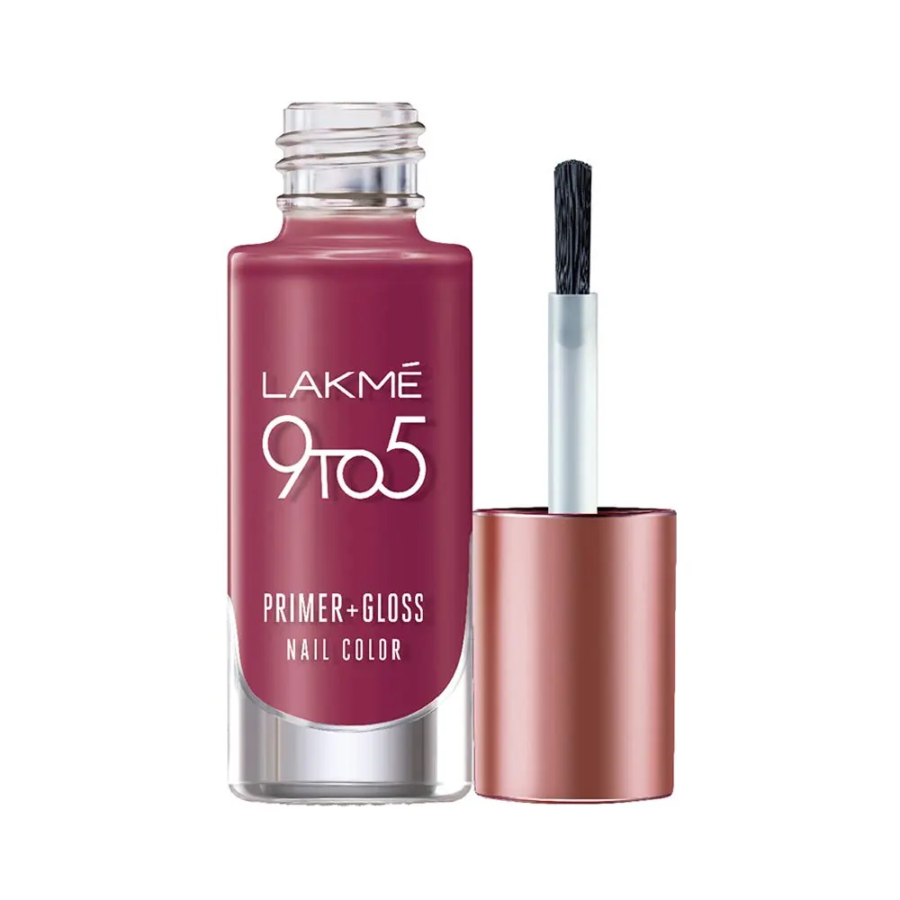 Lakme 9 To 5 Primer + Gloss Nail Color Berry Business 6Ml