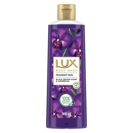 LUX BODY WASH FRAGRANT SKIN BLACK ORCHID SCENT AND JUNIPER OIL 245ML