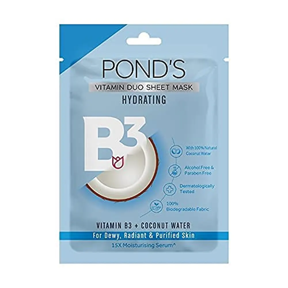 Pond'S Vitamin Duo Sheet Mask Hydrating Vitamin B3 Coconut Water 25Ml
