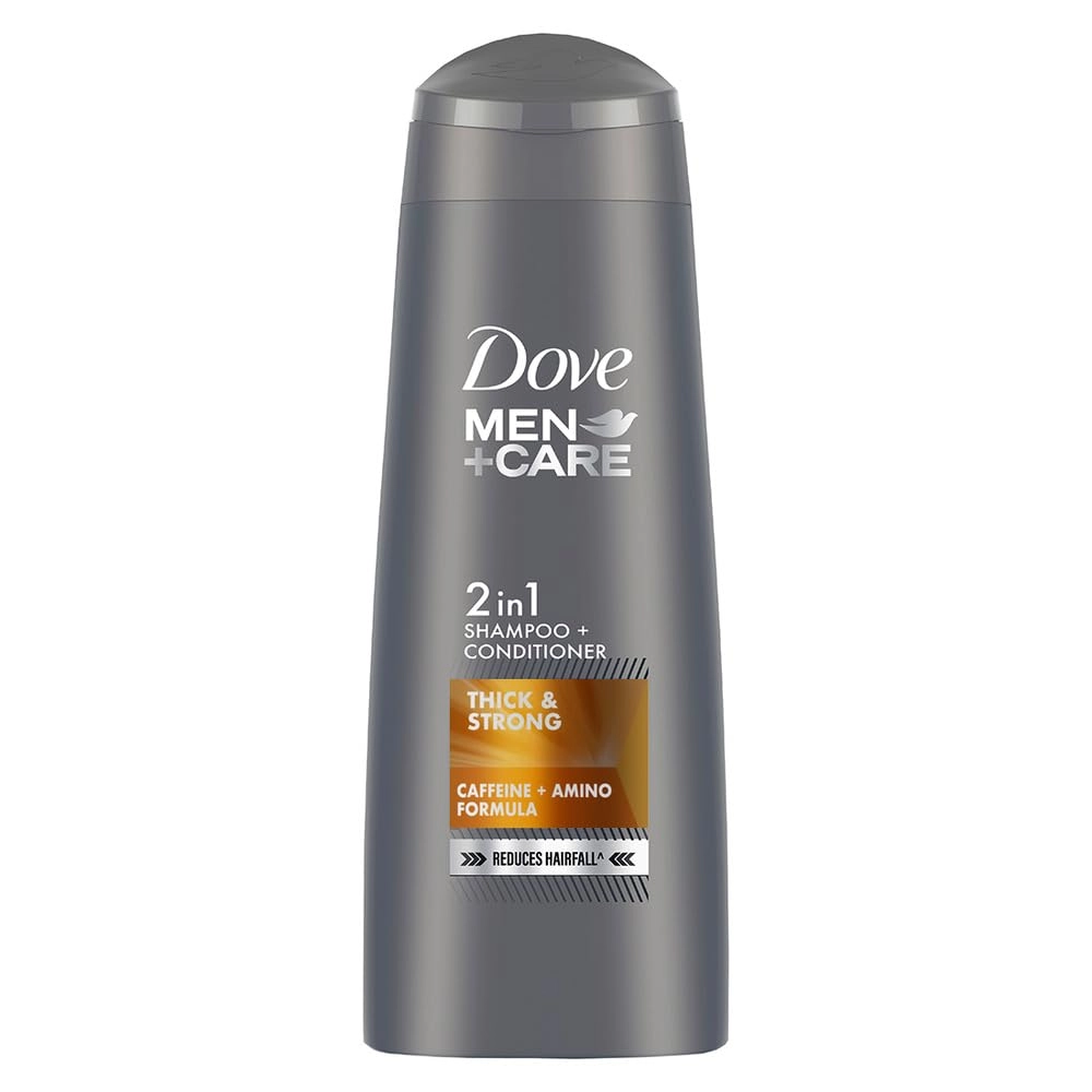 Dove Men + Care 2 In 1 Shampoo + Conditioner Thick & Strong (Caffeine + Amino Formula) Reduces Hairfall 180Ml