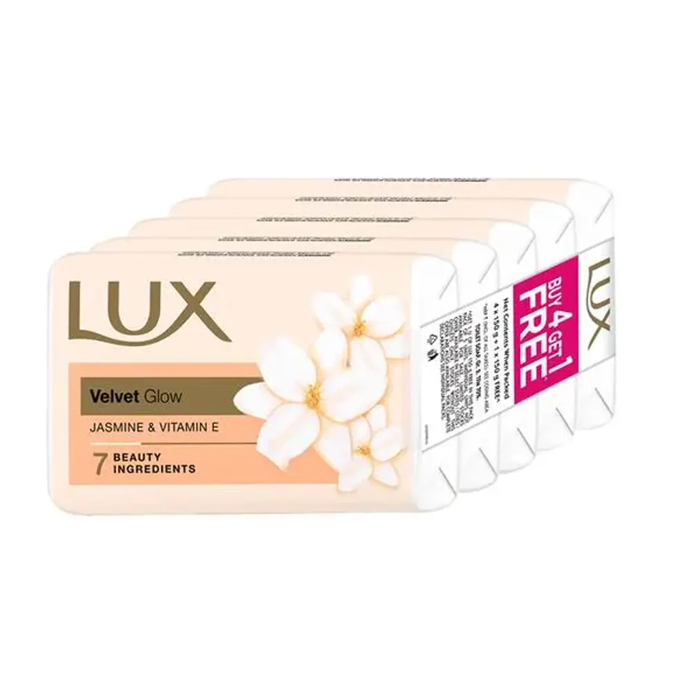 Lux Velvet Glow Jasmine And Vitamin E 7 Beauty Ingredients 100G X 5N