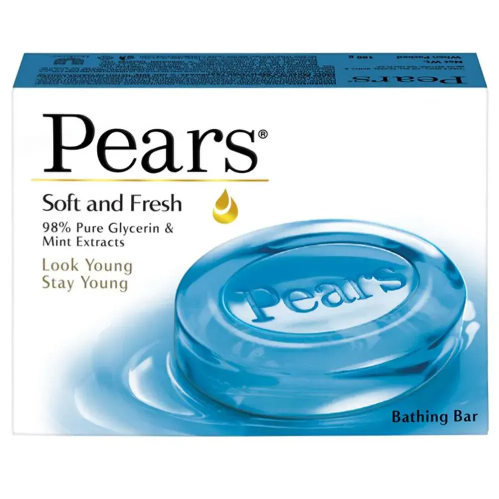 Pears Soft And Fresh 98% Pure Glycerin And Mint Extracts Bathing Bar 100G