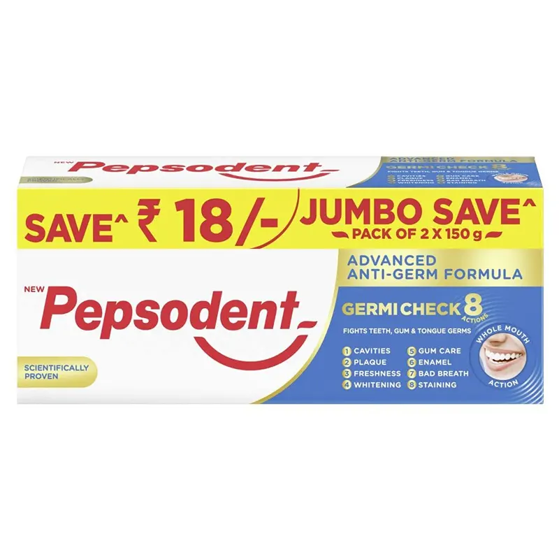 Pepsodent Germi Check 8 Actions Advanced Anti-Germ Formula 2 X 150G