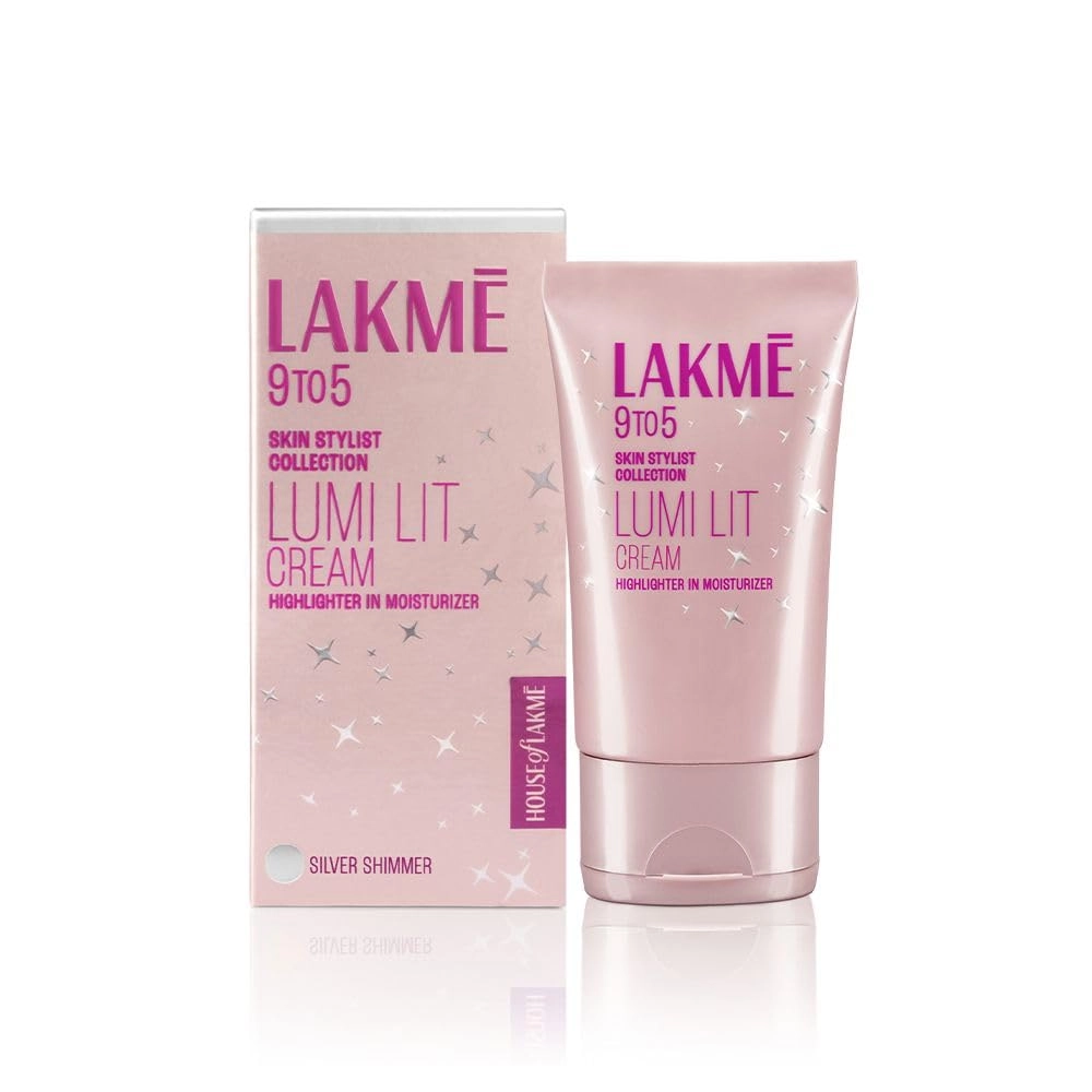 Lakme 9 To 5 Silver Shimmer Skin Stylist Collection Lumi Lit Cream Highlighter In Moisturizer 30G