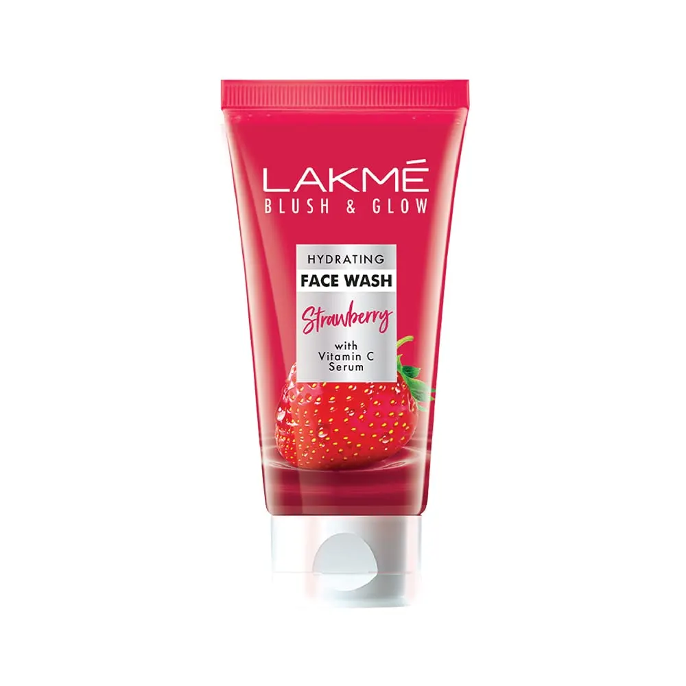 Lakme Blush & Glow Hydrating Face Wash Strawberry With Vitamin C Serum 150Gm