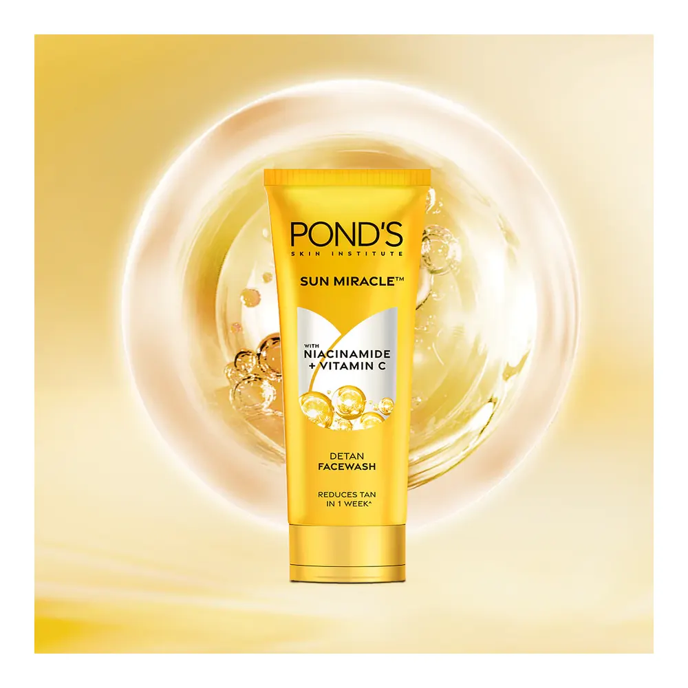 Pond'S Skin Institute Sun Miracle Detan Facewash With Niacinamide + Vitamin C 100G