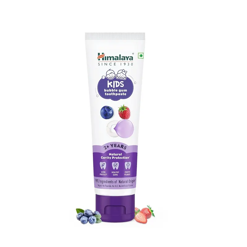 Himalaya Kids Bubble Gum Toothpaste 2+ Years Natural Cavity Protection* 99% Ingredients Of Natural Origin 80G