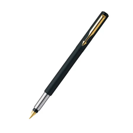 PARKER VECTOR MATTE BLACK GOLD TRIM FOUNTAIN PEN 1N