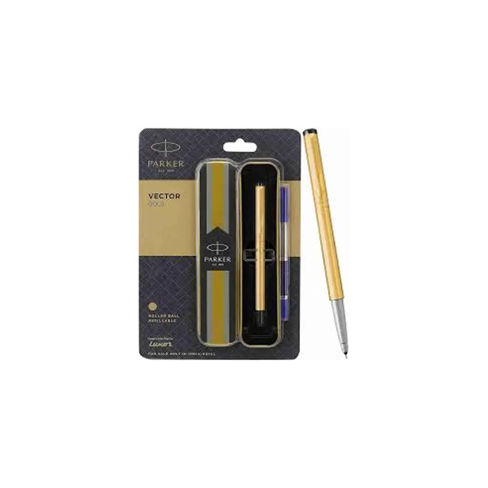Parker Vector Stainless Steel Gold Trim Batllt Pen 1Tn
