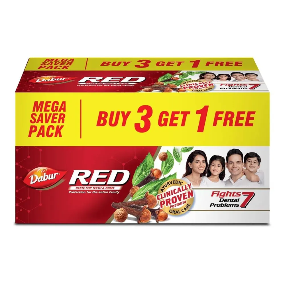 Dabur Red Paste For Teeth And Gums Buy 3 Get 1 Free 3N X 150G + 1N X 150G Free