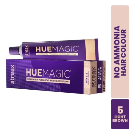STREAX PROFESSIONAL HUE MAGIC NO AMONIA PERMANENT HAIR COLOUR CREAM 5 LIGHT BROWN MIX 1:1 COLOURANT : DEVELOPER 60G