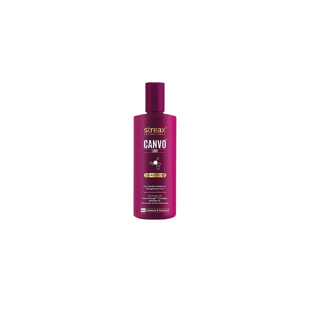 Streax Professional Canvo Line Shampoo For Keratin Treated & Straightened Hair Enriched With Kera Charge Complex Baobab Oil 300Ml