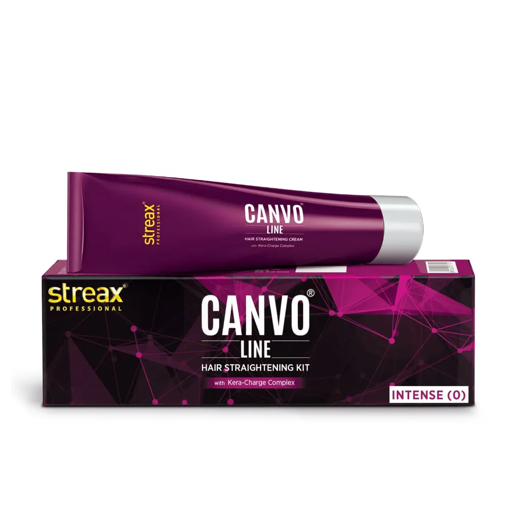 Streax Professional Canvo Line Hair Straightening Kit With Kera Charge Complex Intense (O) 160G