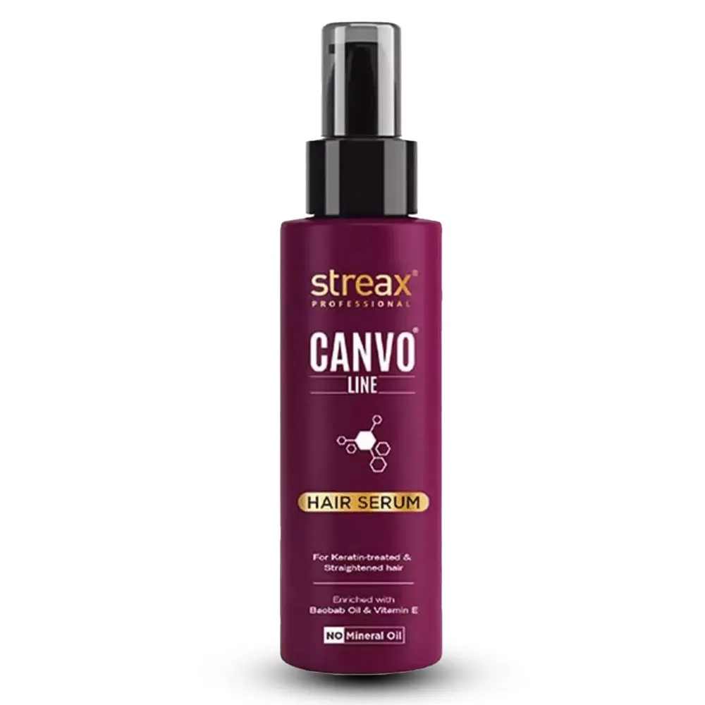 Streax Professional Canvo Line Hair Serum For Keratin Treated & Straightened Hair Enriched With Baobab Oil & Vitamin E No Mineral Oil 100Ml