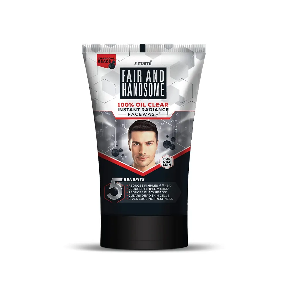 Emami Fair And Handsome 100% Oil Clear Instant Radiance Face Wash For Oily Skin 50G