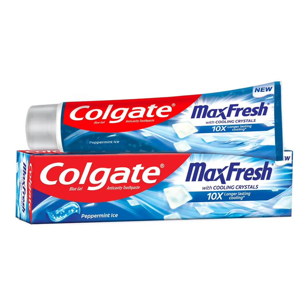 Colgate Blue Gel Anticavity Toothpaste Max Fresh With Cooling Crystals Peppermint Ice 91G