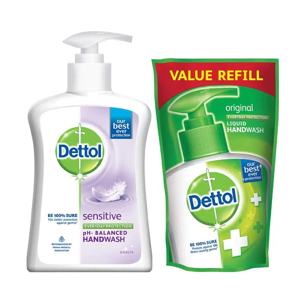 Dettol Sensitive Everyday Protection Ph-Balanced Handwash. 200Ml + Free Refill 175Ml
