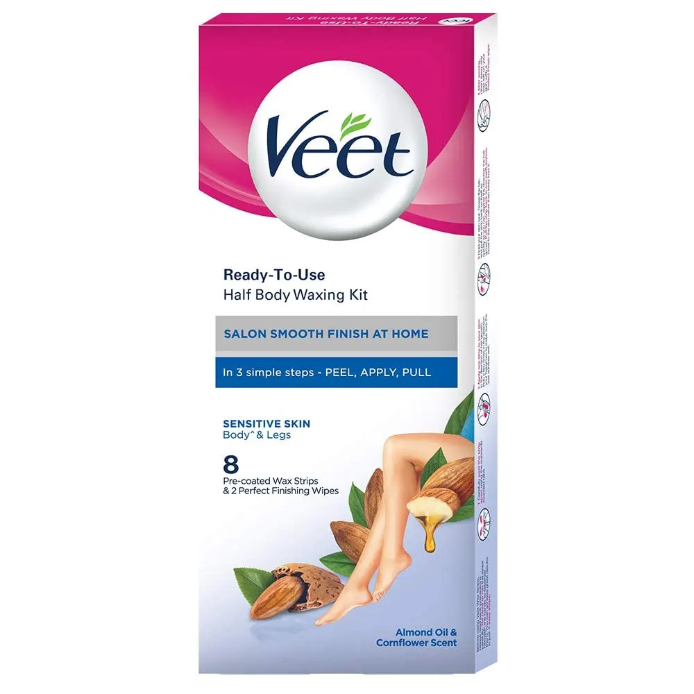Veet Ready-To-Use Half Body Waxing Kit Sensitive Skin Body And Legs 8N In 1