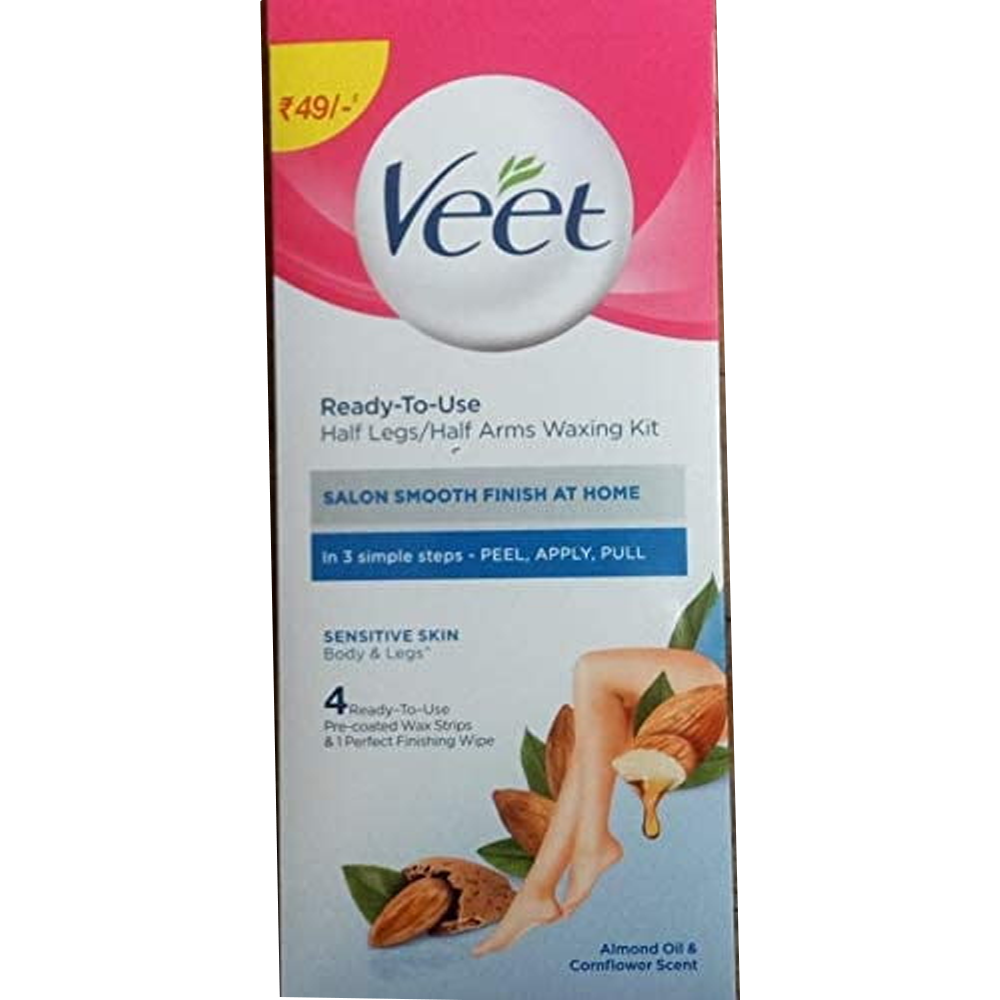 Veet Ready-To-Use Half Body Waxing Kit Sensitive Skin Body And Legs 4N In 1