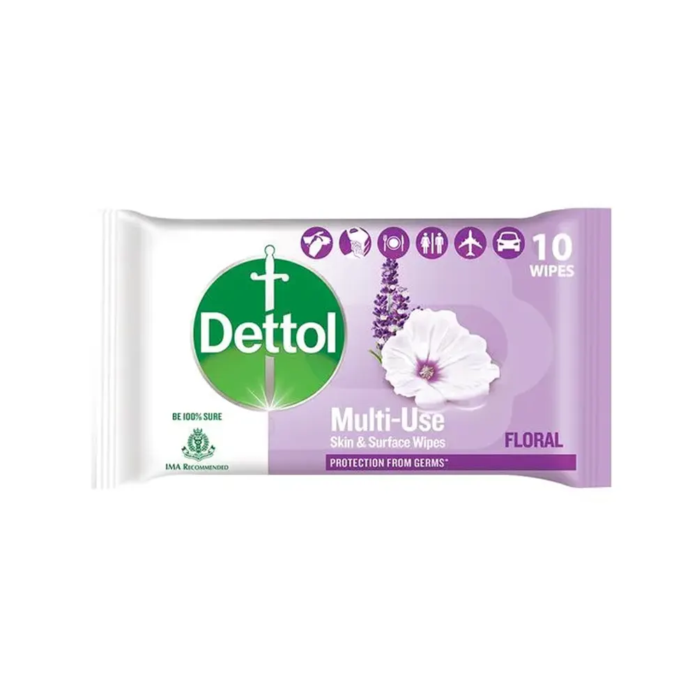 Dettol Multi-Use Skin And Surface Wipes Floral 10 Wipes