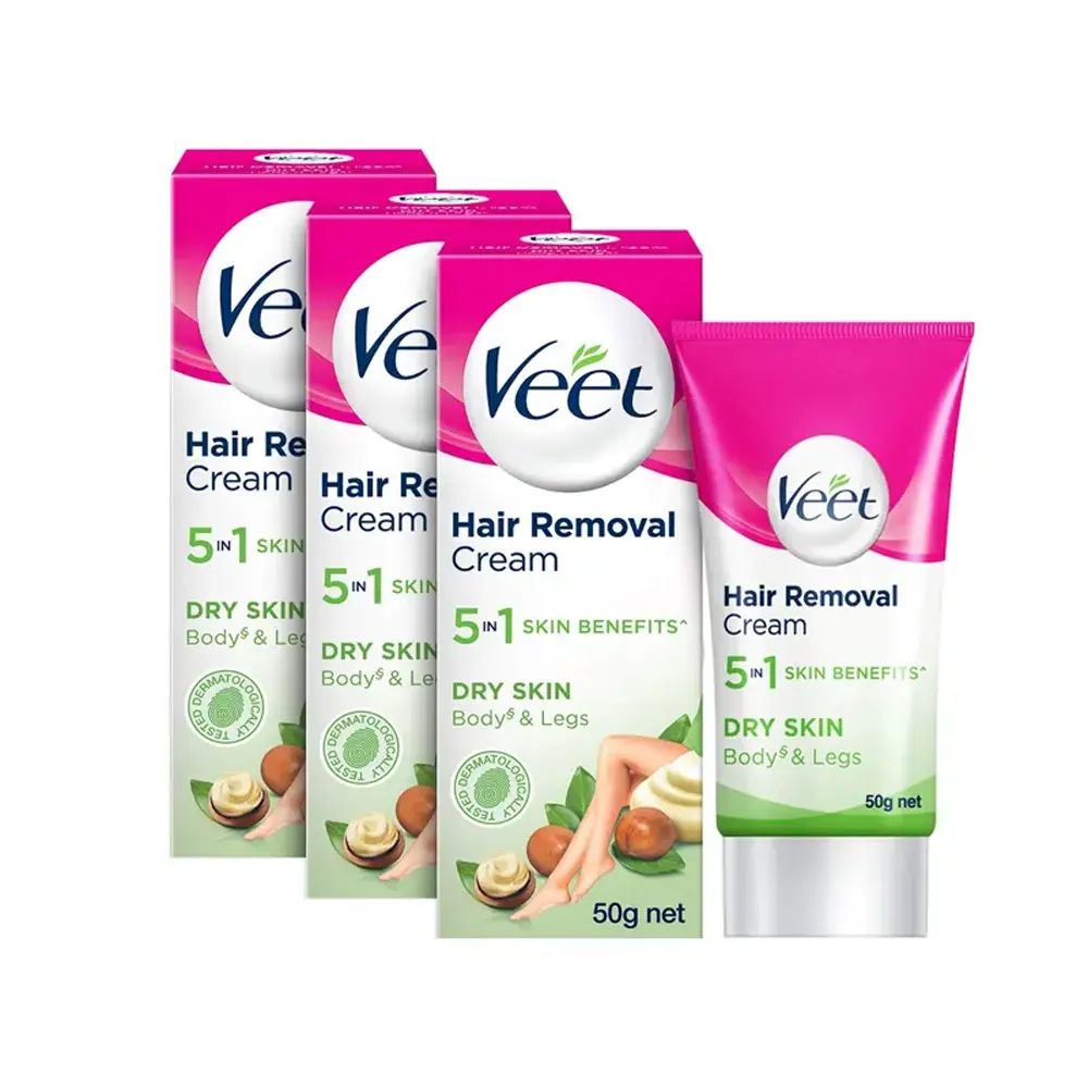 Veet Hair Removal 5 In 1 Skin Benefits Dry Skin 50G Buy 2 Get 1