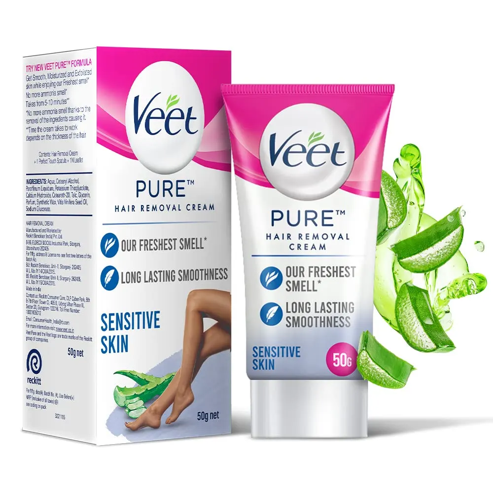 Veet Hair Removal Cream 5 In 1 Skin Benefits Sensitive Skin 50G