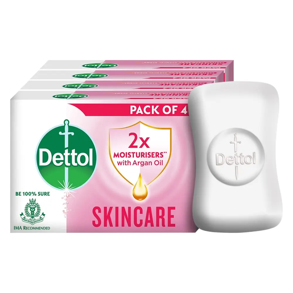 Dettol Skin Care 2X Moisturisers With Argan Oil Protects From 99.9% Harmful Germs* Super Saver Pack 125Gx4Packets