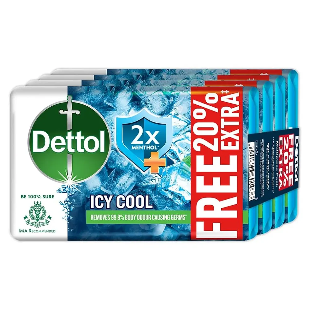 Dettol 2X Menthol Icy Cool Bathing Bar 4X125G = 600G