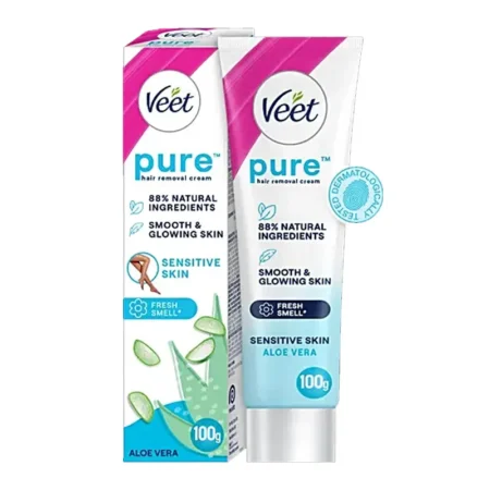 Veet Pure Hair Removal Cream Organic Aloe Vera  Sensitive Skin 100G