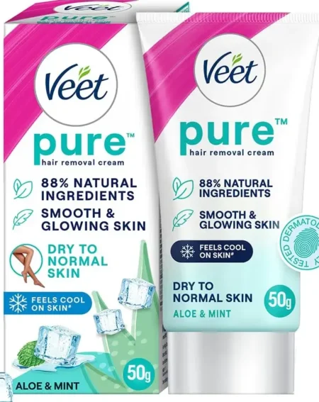 Veet Pure Hair Removal Cream Organic Aloe Vera & Mint Extracts 50G