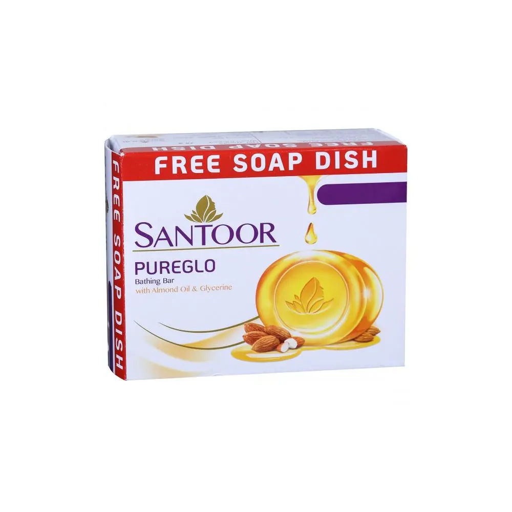 Santoor Pureglo Bathing Bar With Almond Oil And Glycerine 75G