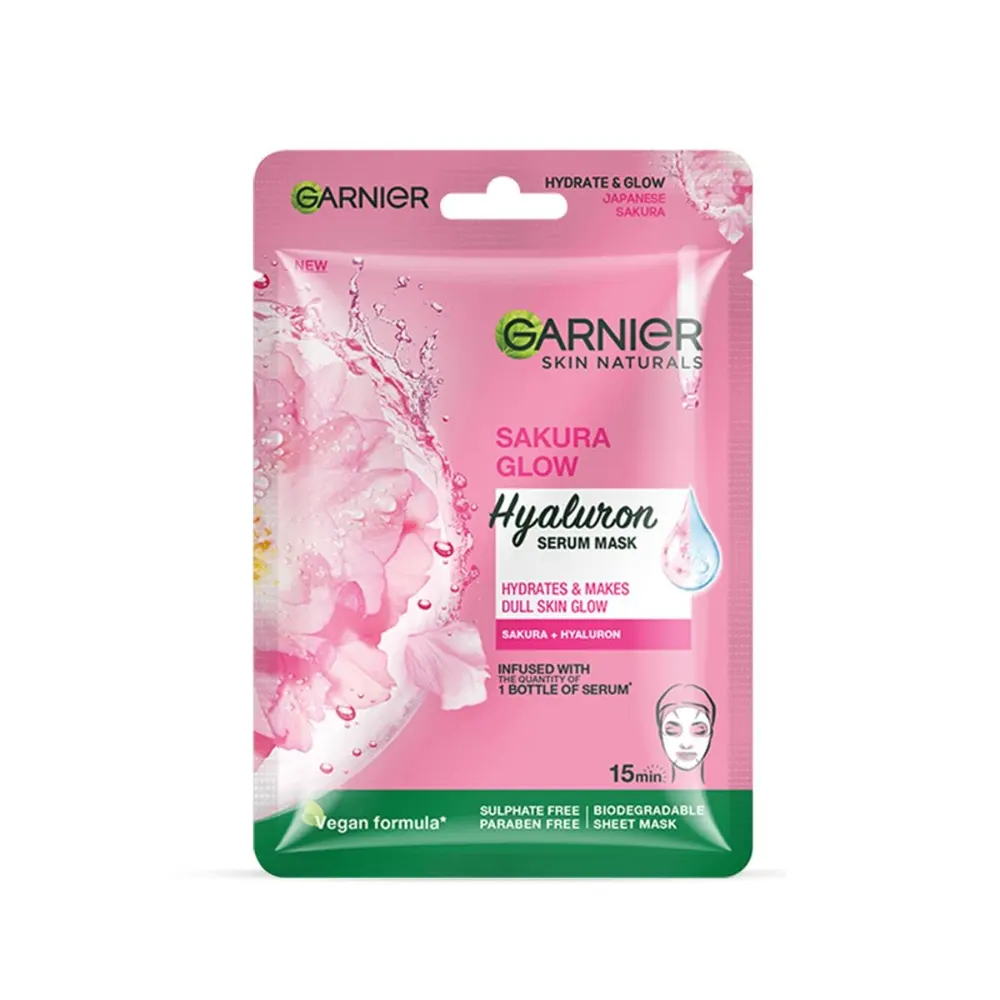 Garnier Skin Naturals Serum Mask Sakura White Super Hydrating Pinkish Glow Tissue Mask 32G.