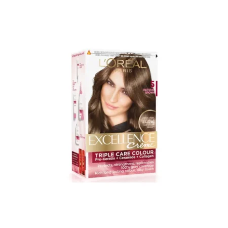 L'OREAL PARIS 5 NATURAL BROWN EXCELLENCE CREME TRIPLE CARE COLOUR 72ML + 100G