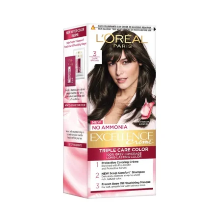 L'OREAL PARIS 3 NATURAL DARKEST BROWN EXCELLENCE CREME TRIPLE CARE COLOUR 25ML + 25G
