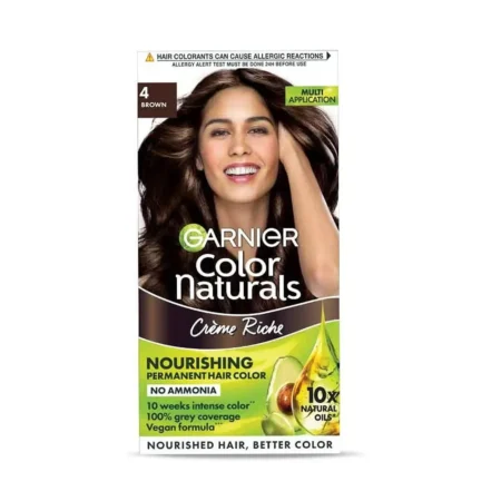 GARNIER COLOR NATURALS 4 BROWN NOURISHING PERMANENT HAIR COLOR 70ML + 60G