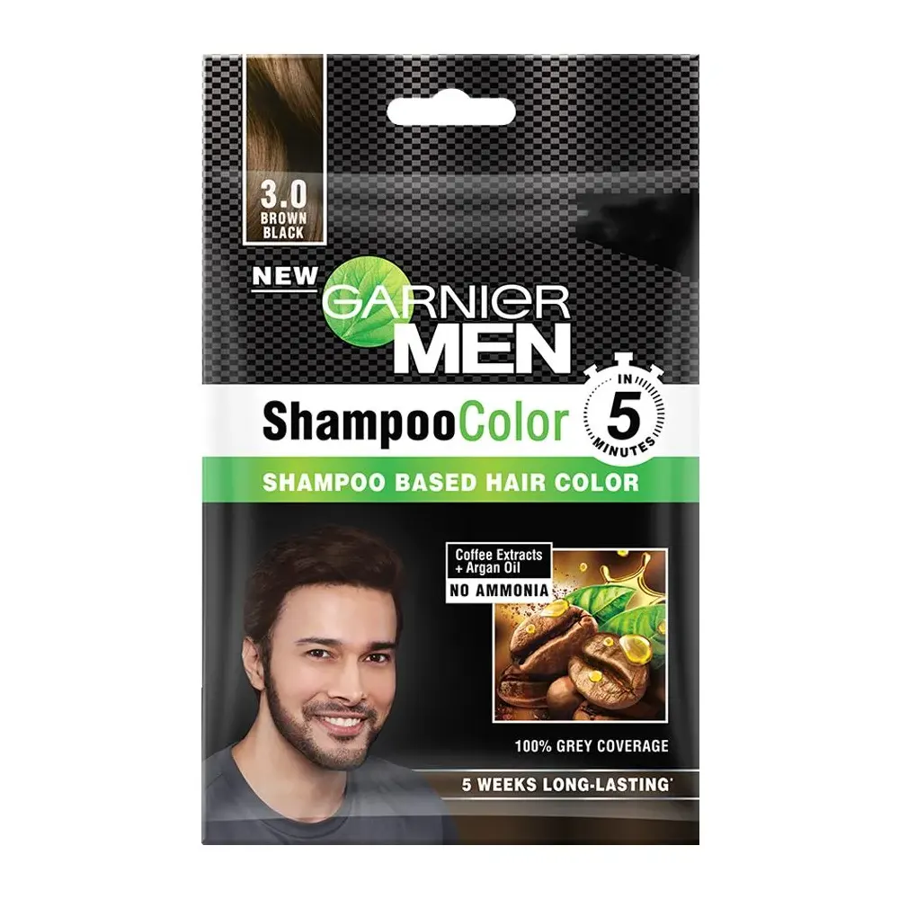 Garnier Men Shampoo Color Shampoo Based Hair Color 3.0 Brown Black 10Ml+10Ml
