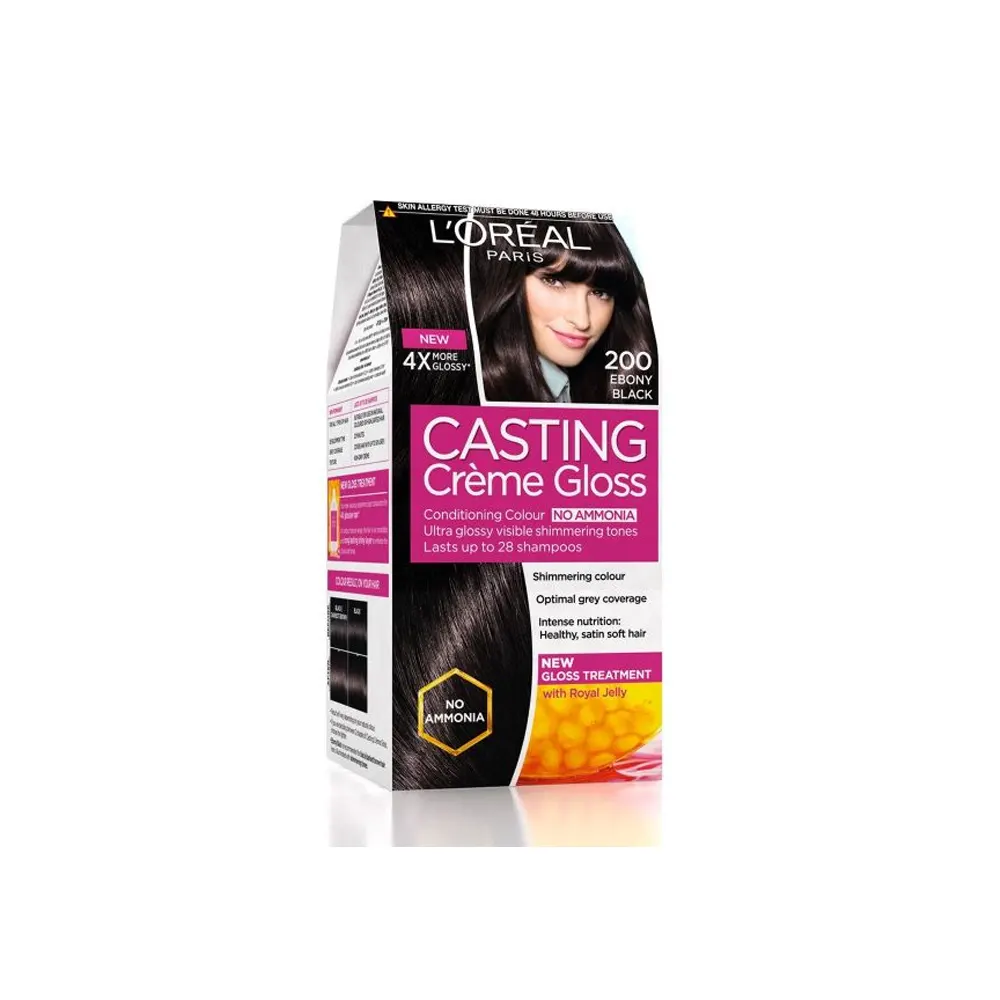 L'Oreal Paris Casting Creme Gloss Conditioning Color No Ammonia 200 Ebony Black 87.5G + 72Ml + Manicure Kit