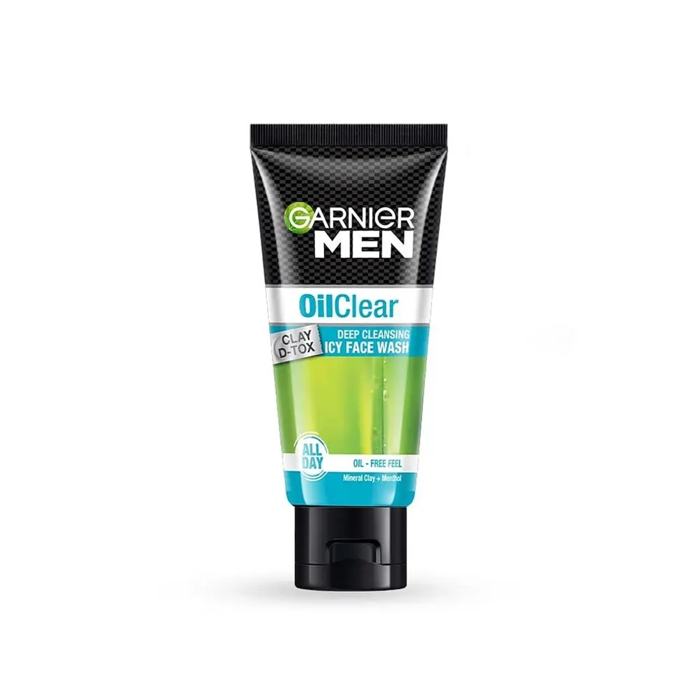 Garnier Men Oil Clear Clay D-Tox Deep Cleansing Icy Face Wash 60G