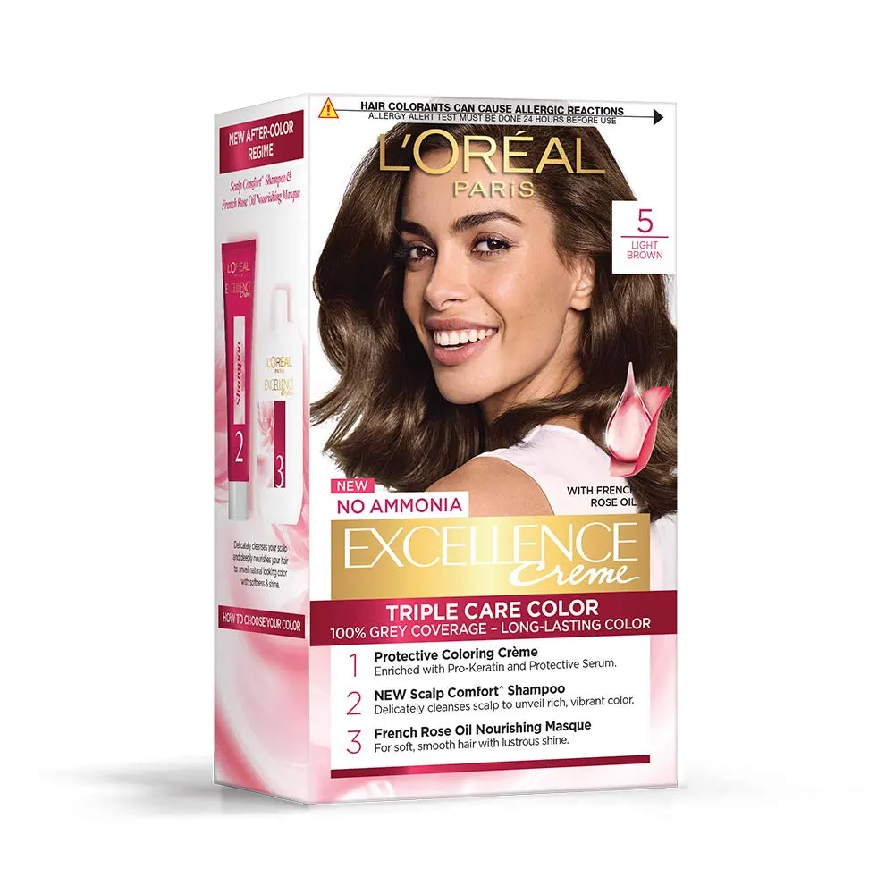 L'Oreal Paris 5 Light Brown No Ammonia Excellence Creme 100G + 72Ml
