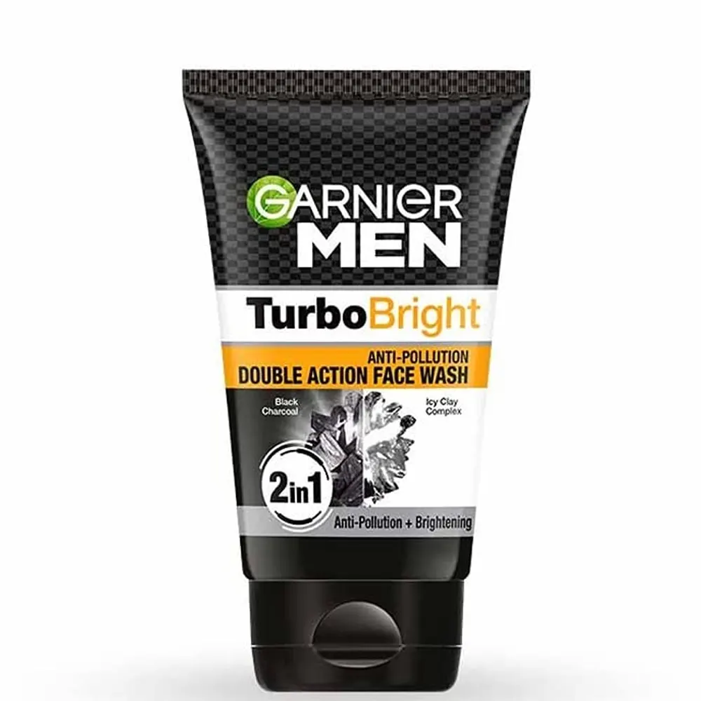 Garnier Men Turbo Bright Anti Pollution Double Action Face Wash 2 In 1 100G