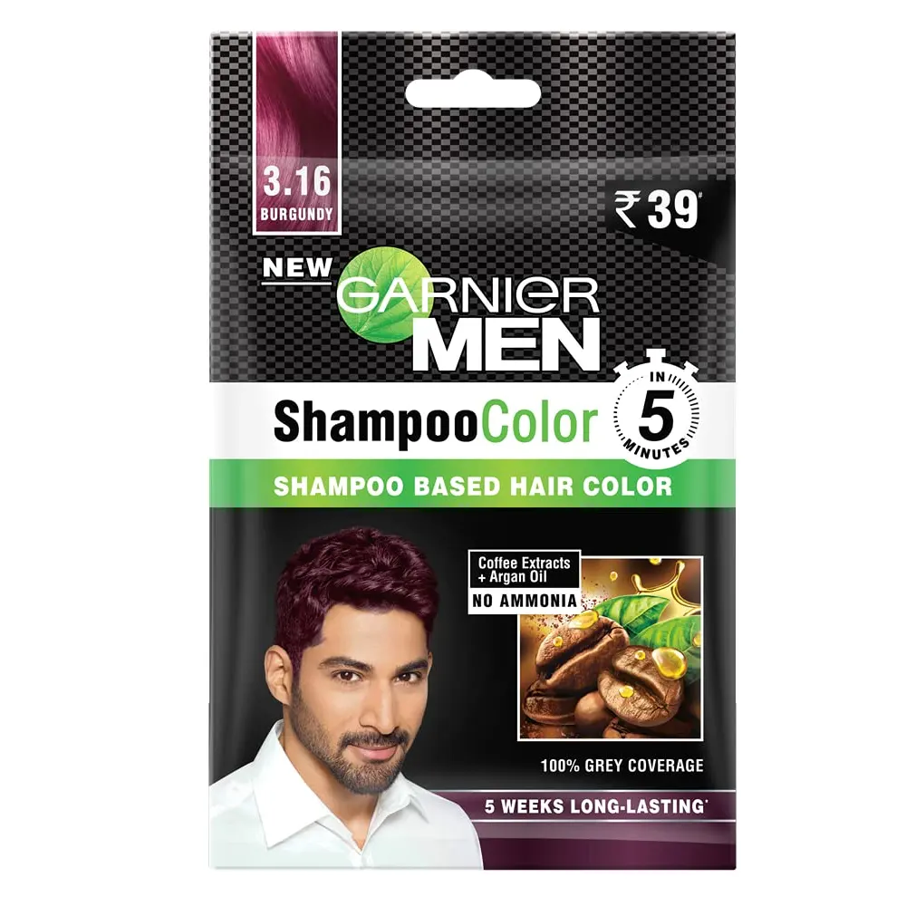 Garnier Men Shampoo Color Shampoo Based Hair Color 3.16 Burgundy 10Ml+ 10Ml