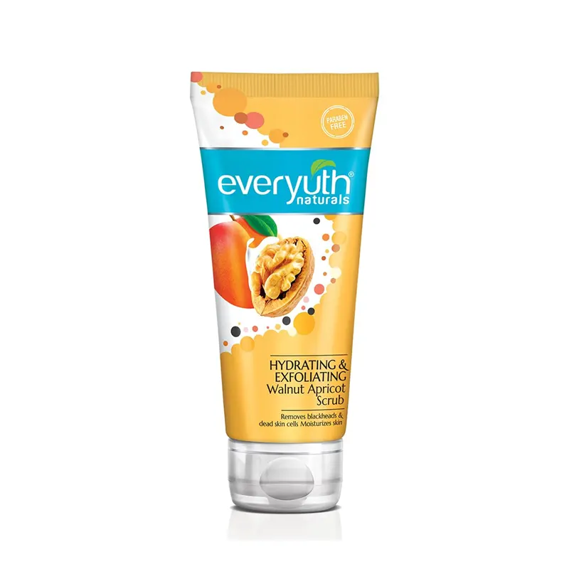 Zydus Wellness Everyuth Naturals Hydrating And Exfoliating Walnut Apricot Scrub Removes Blackheads & Dead Skin Cells, Moisturizes Skin 100G
