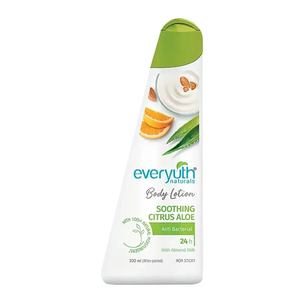 Zydus Wellness Everyuth Naturals Body Lotion Soothing Citrus Aloe Anti Bacterial With Almond Milk 100Ml
