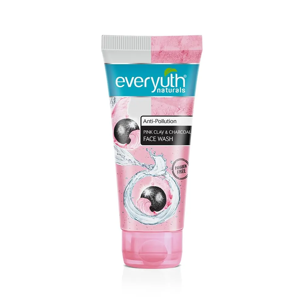 Zydus Wellneseveryuth Naturals Anti-Pollution Pink Clay & Charcoal Face Wash Paraben Free 50G